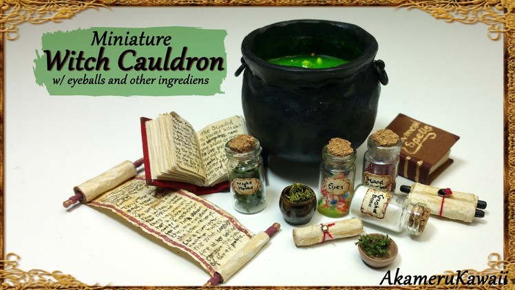 Miniature Cauldron & potion ingredients - Polymer Clay Tutorial