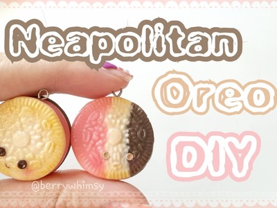 Neapolitan Mini Oreo Cookie Charm | Polymer Clay Tutorial ♡ BerryWhimsy