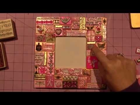 "PINK" Mosaic Frame with polymer clay