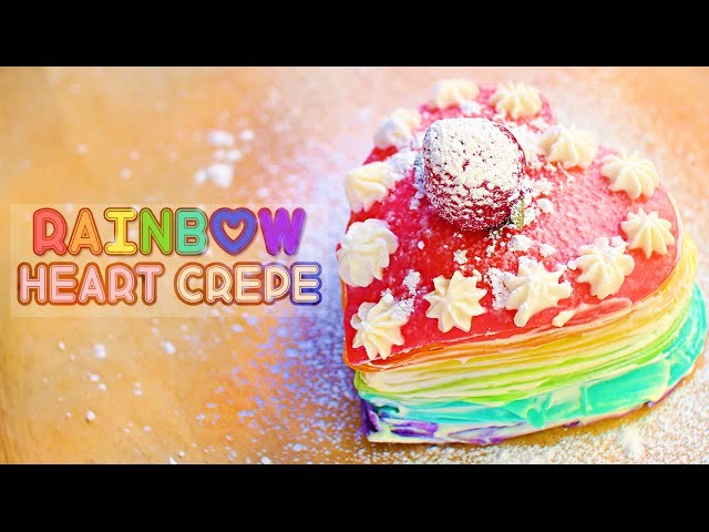 Rainbow Heart Crepe Cake