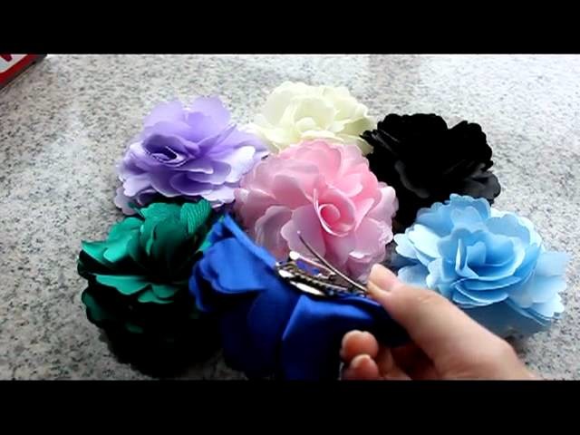Silky Rose Flower Hat Hair Clip Brooch 7 Pcs yz07w As picture