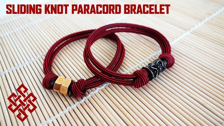 Sliding Knot Paracord Bracelet with Hex Nut.Bead Tutorial