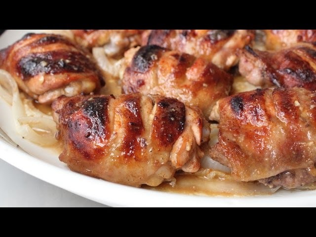 Sweet Hot Mustard Chicken Thighs - Baked Chicken Recipe