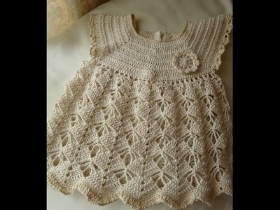 Crochet dress| How to crochet an easy shell stitch baby. girl's dress for beginners 19