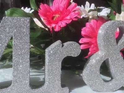 Handmade Mr & Mrs Silver Glitter Wedding Letters
