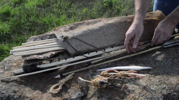 How to make an Otzi the Iceman Arrow Quiver for primitive archery hunting.