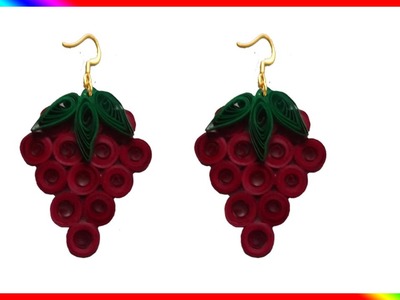 How to make paper quilling -strawberry earrings(red and green)