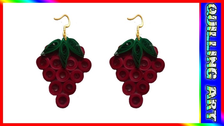 How to make paper quilling -strawberry earrings(red and green)