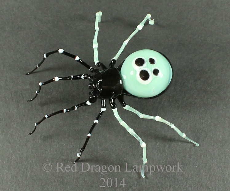 Lampworked "Green" Ladybird Spider sculpture in soft glass