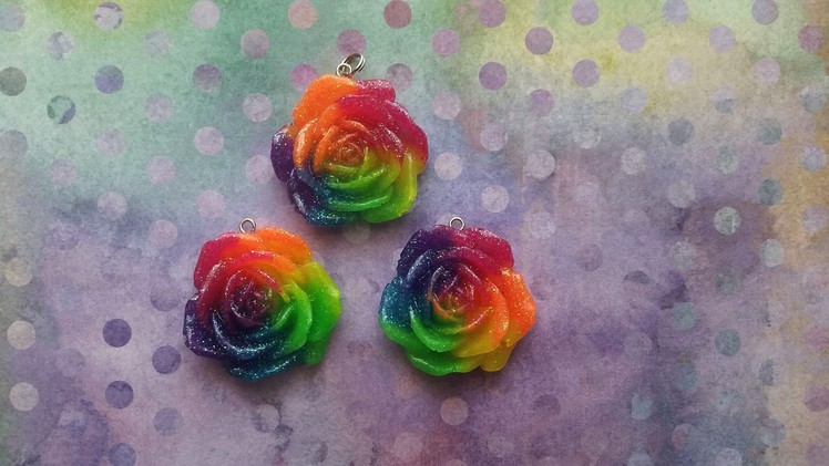 Rainbow glitter resin rose tutorial