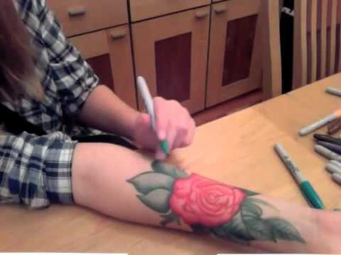 Rose - Sharpie tattoo (Time lapse)