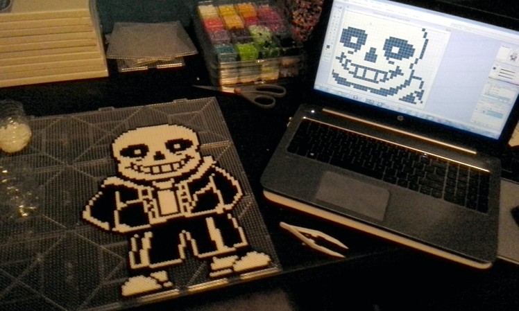 Undertale's Sans Made Out of Perler Beads