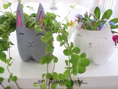 DIY: Cat and Bunny supercute pen or flower holder!!