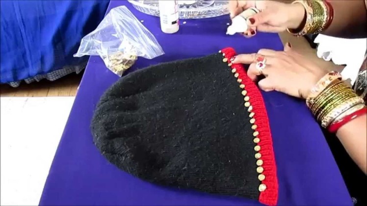 DIY: DECORATE YOUR CAP OR HAT WITH SEQUINS AND GIVE IT A STYLISH LOOK.