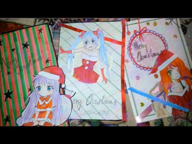 DIY: How to make 3 different anime.manga Christmas cards