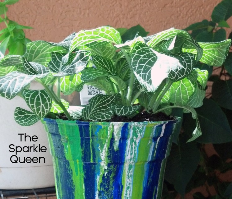 DIY Paint Layer Drip Garden Pot Tutorial by The Sparkle Queen