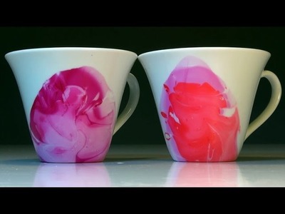 Easy Watercolor Coffee. Tea Mugs with Nail Polish how to DIY