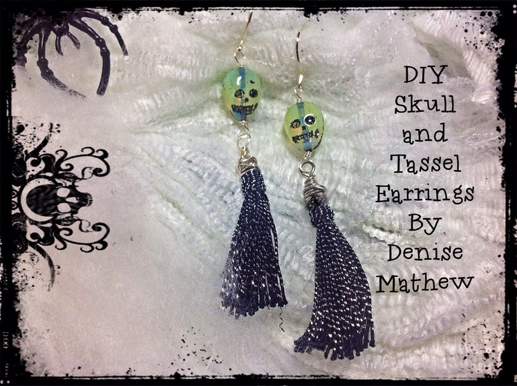 DIY Skull and Tassel Halloween Earrings by Denise Mathew