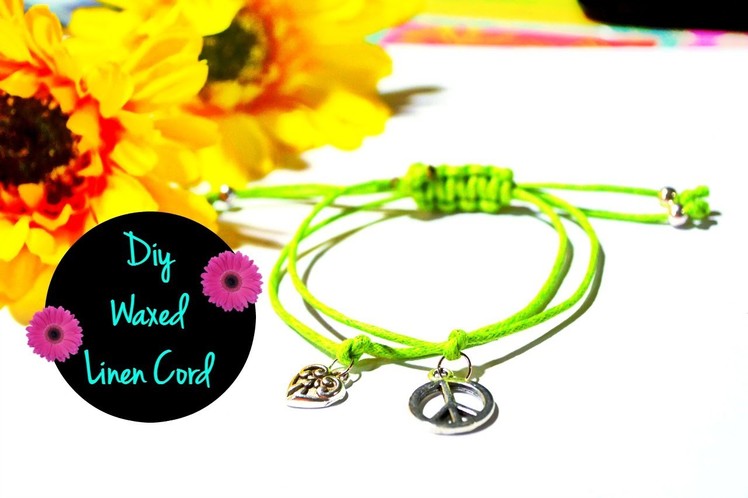 Easy DIY Waxed Linen Cord Charm Bracelet