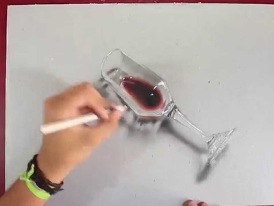 How I draw a glass of wine (time lapse) - Hyperrealistic draw