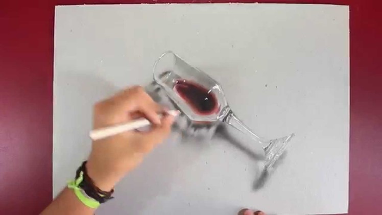 How I draw a glass of wine (time lapse) - Hyperrealistic draw