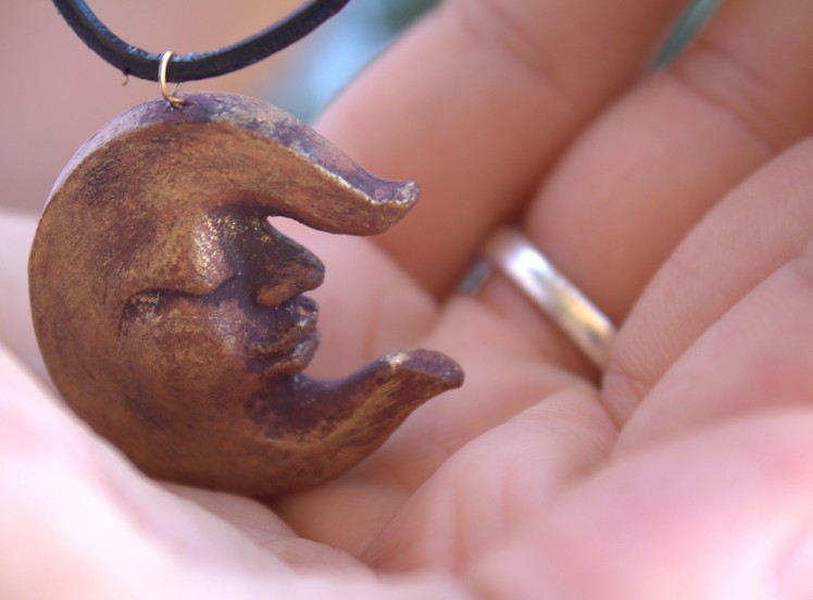 How to make a  jewel moon in clay. Sculpting a face. DIY.