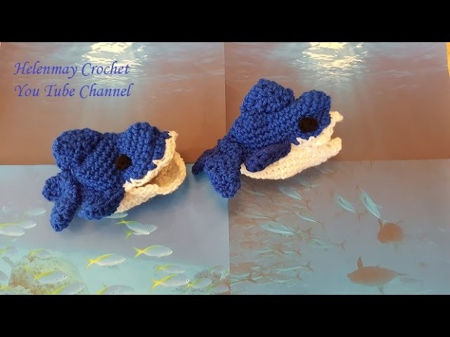 Crochet Quick and Easy Beginner Baby Shark Sock Slippers DIY tutorial