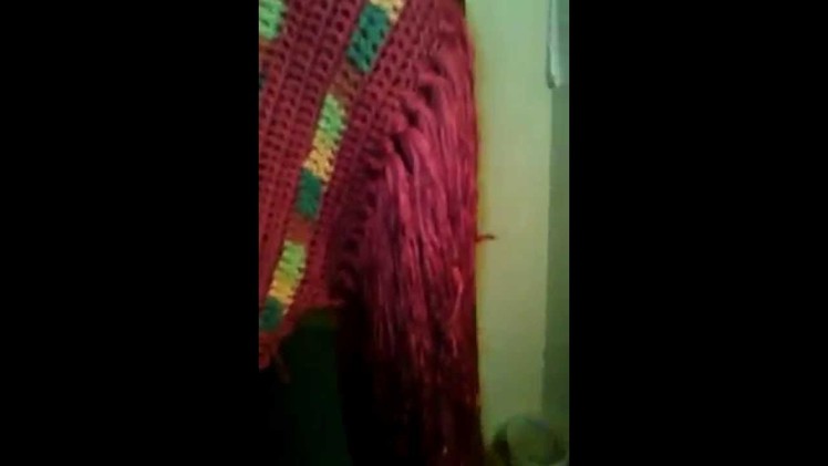 How to put fringe on a poncho. video 6