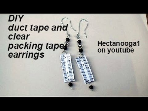 JEWELRY MAKING DIY:  duct tape and clear packing tape earrings, duck tape,