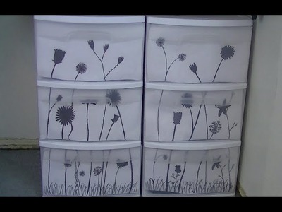 DIY Decorate Your Storage Bins Drawers with Flower Silhouettes| Brittany Gorman