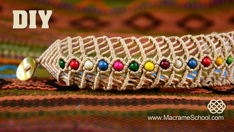 DIY Macramé Fishbone Bracelet with Beads