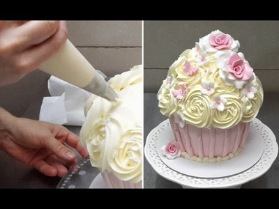 Giant Cupcake - How To Decorate.Como decorar un cupcake gigante