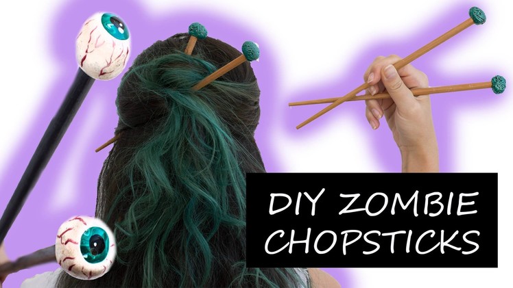 Halloween zombie eyeball & brain chopsticks DIY