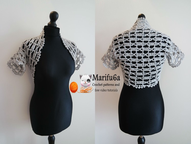 How to crochet easy bolero for beginners from one ball all sizes pattern tutorial