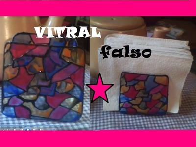SERVILLETERO RECICLADO  VITRAL FALSO PORTA NAPKINS FAUX STAINED GLASS RECYCLED