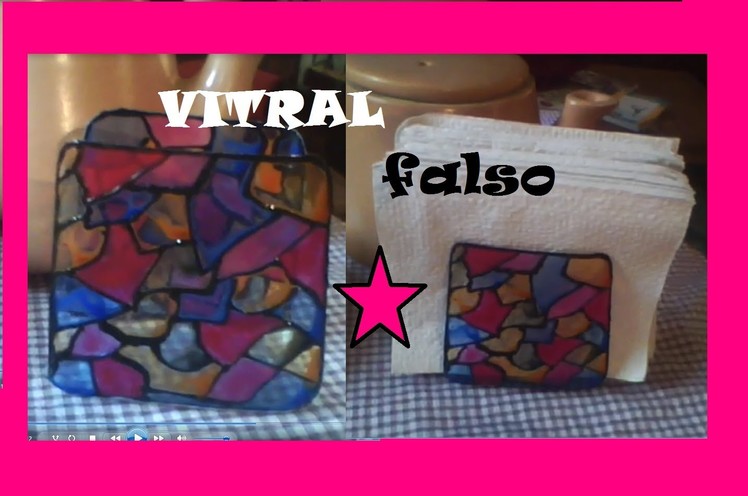 SERVILLETERO RECICLADO  VITRAL FALSO PORTA NAPKINS FAUX STAINED GLASS RECYCLED