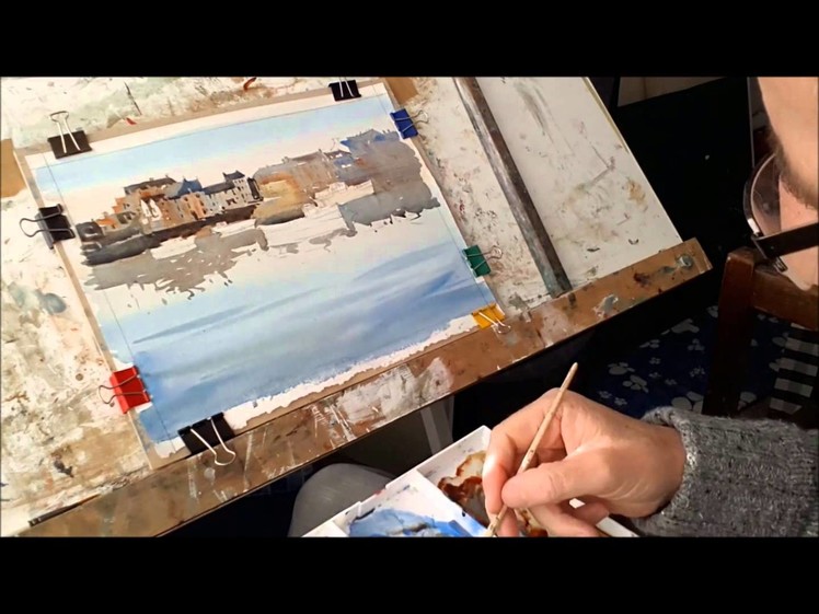 Watercolour painting for beginners, boats, buildings , skies, Cornish harbours, cornwall