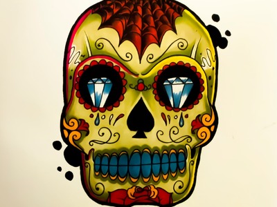 How to draw a Tattoo style Sugar Skull By thebrokenpuppet