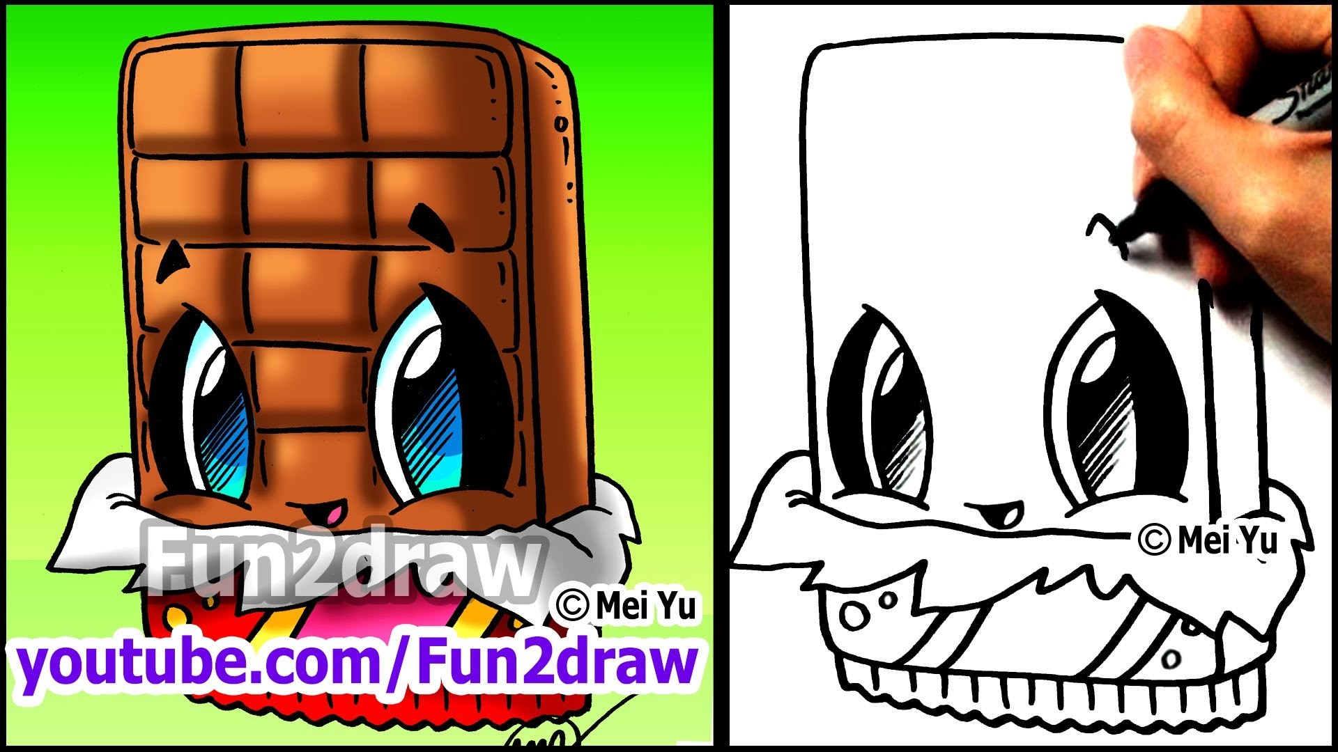 How to Draw Cute Cartoons Chocolate Bar Fun2draw kawaii food