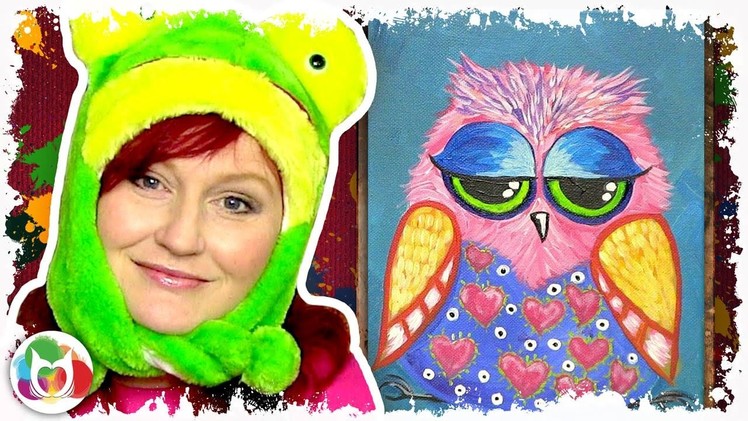 How to paint acrylics for beginners Funny Owl Online acylic lesson How to paint a little Hoot
