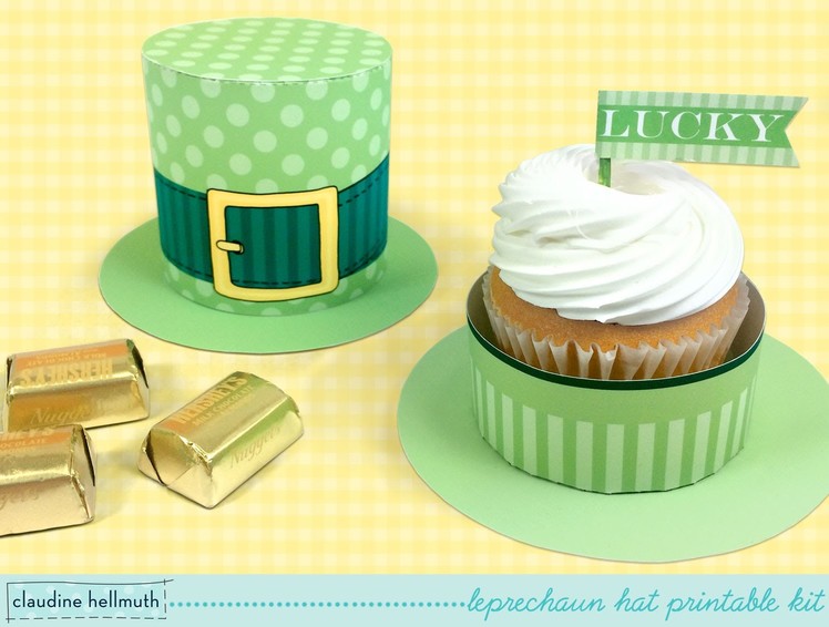 Make a leprechaun hat cupcake and candy box St Patrick's day kit