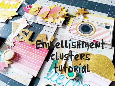 Scrapbooking Tutorial- Embellishment Clusters- Crate Paper Poolside- June Hip Kits