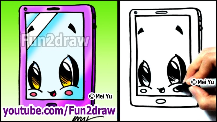 Smartphone - How to Draw a Cute Cartoon Mobile phone (Back to School)