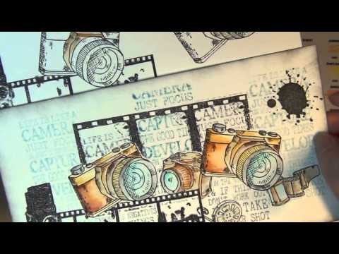 STAMPING - WATERCOLOURING AND PAPER PIECING A CAMERA IMAGE FROM VILDA STAMPS