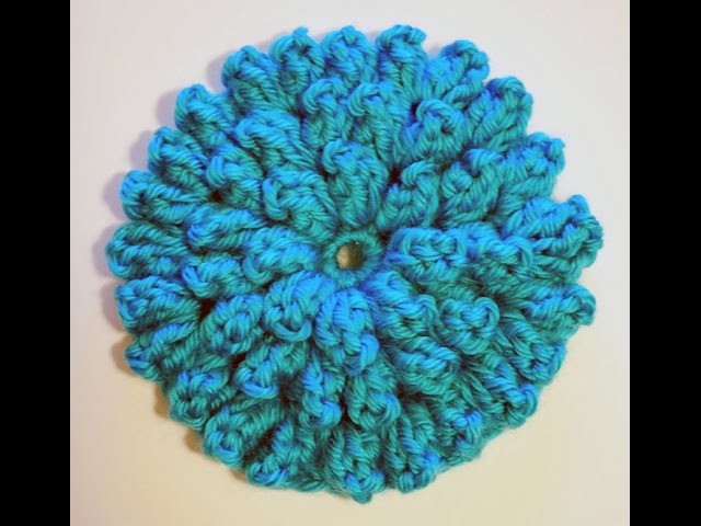 How to Crochet a Flower Left Handed: Popcorn Stitch Flower