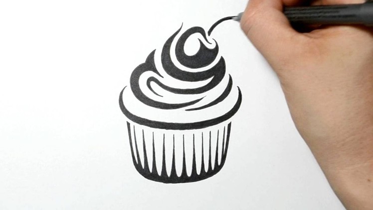 How to Draw a Cupcake - Tribal Tattoo Design - Real Time