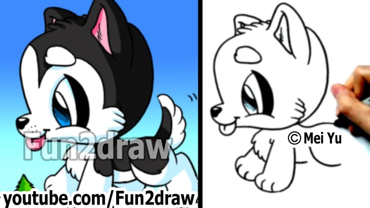 Husky Puppy - How to Draw a Dog (Simple drawing tutorial) - Best Drawing Channel - Fun2draw