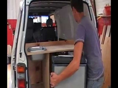 Part 2 - building campervan conversion Australia kitchen & fridge for sale or hire