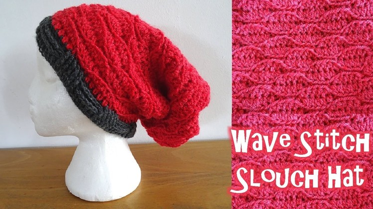 Wave Stitch Slouch Hat - Left Handed Crochet Tutorial