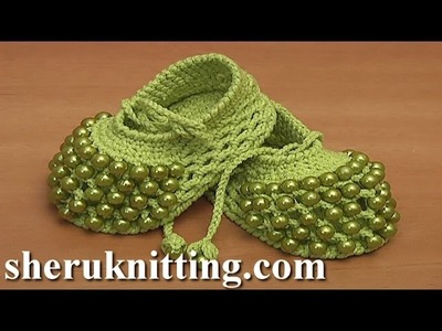 Beaded Crochet Baby Shoes With Crochet Cord Straps Tutorial 81 Part 2 of 2
